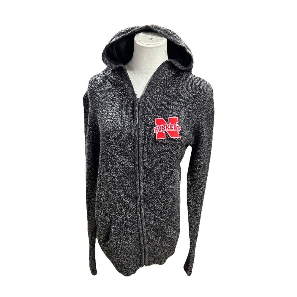 Renu Nebraska Huskers Full Zip Hoodie small womens Sweater Marled Gray Cotton